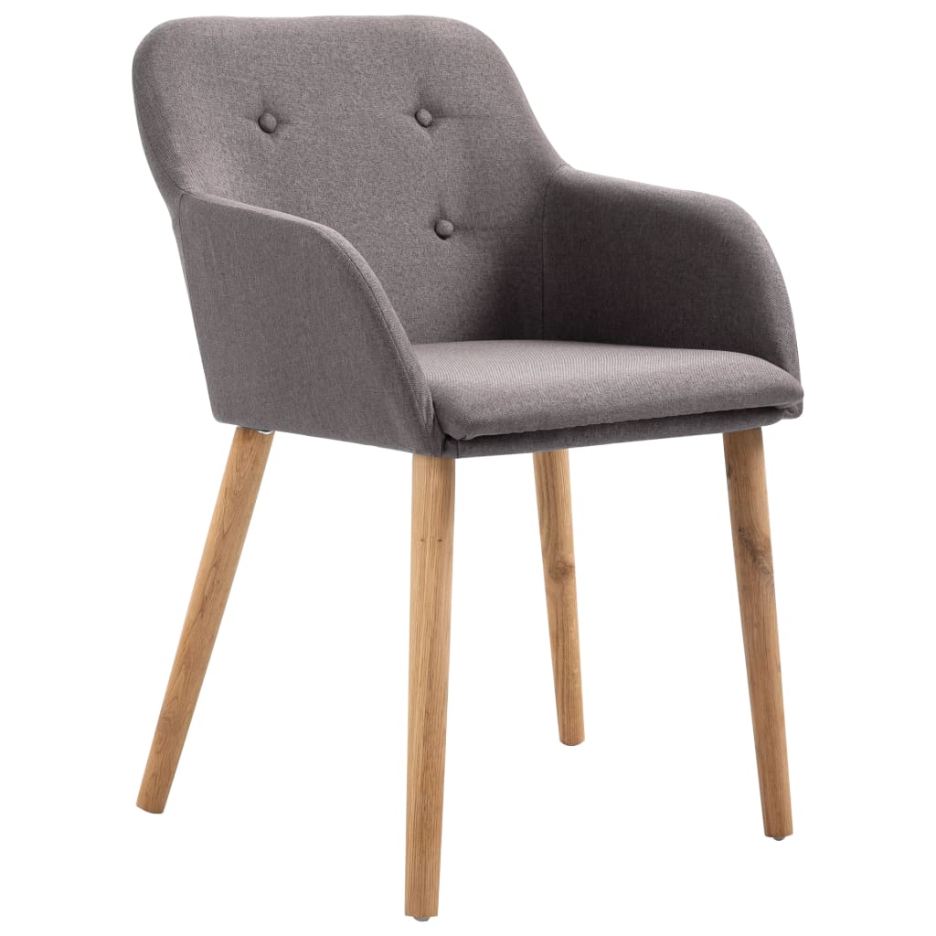  Matstolar 2 st taupe tyg och massiv ek