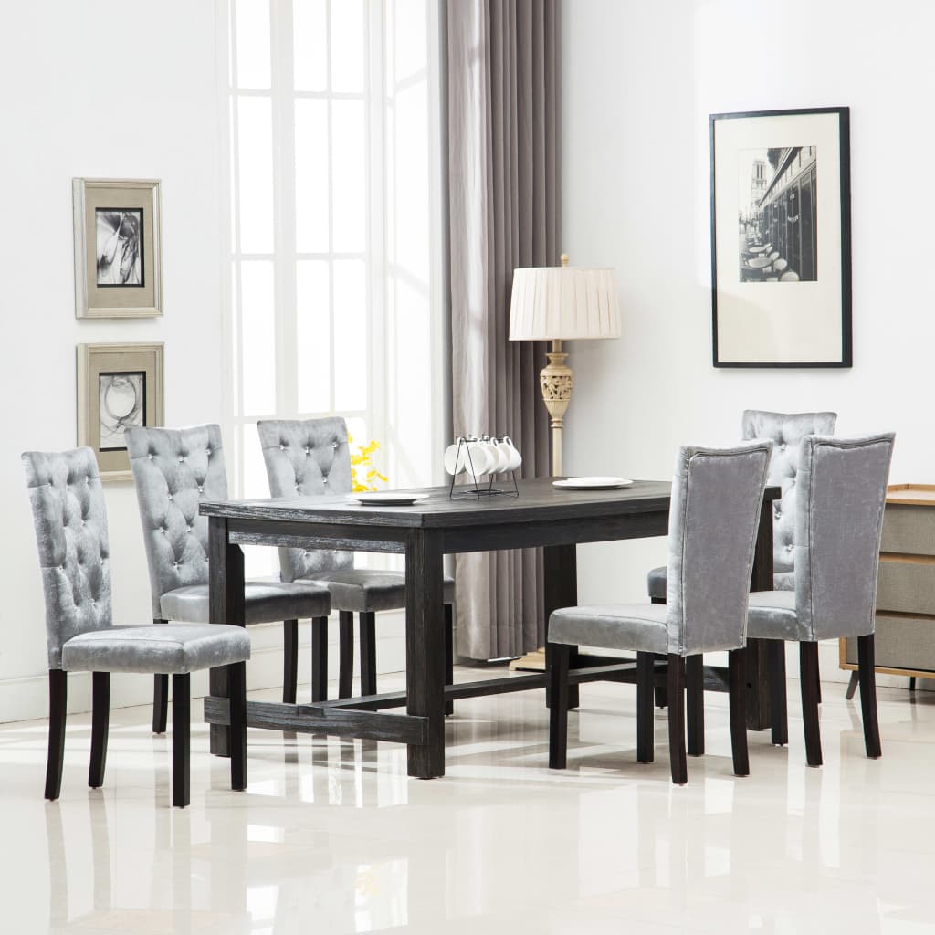  Matstolar 6 st silver sammet