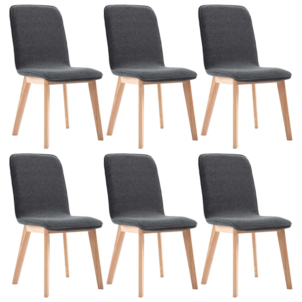  Matstolar 6 st grå tyg och massiv ek