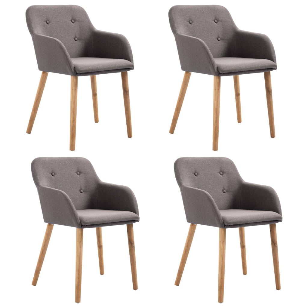  Matstolar 4 st taupe tyg och massiv ek