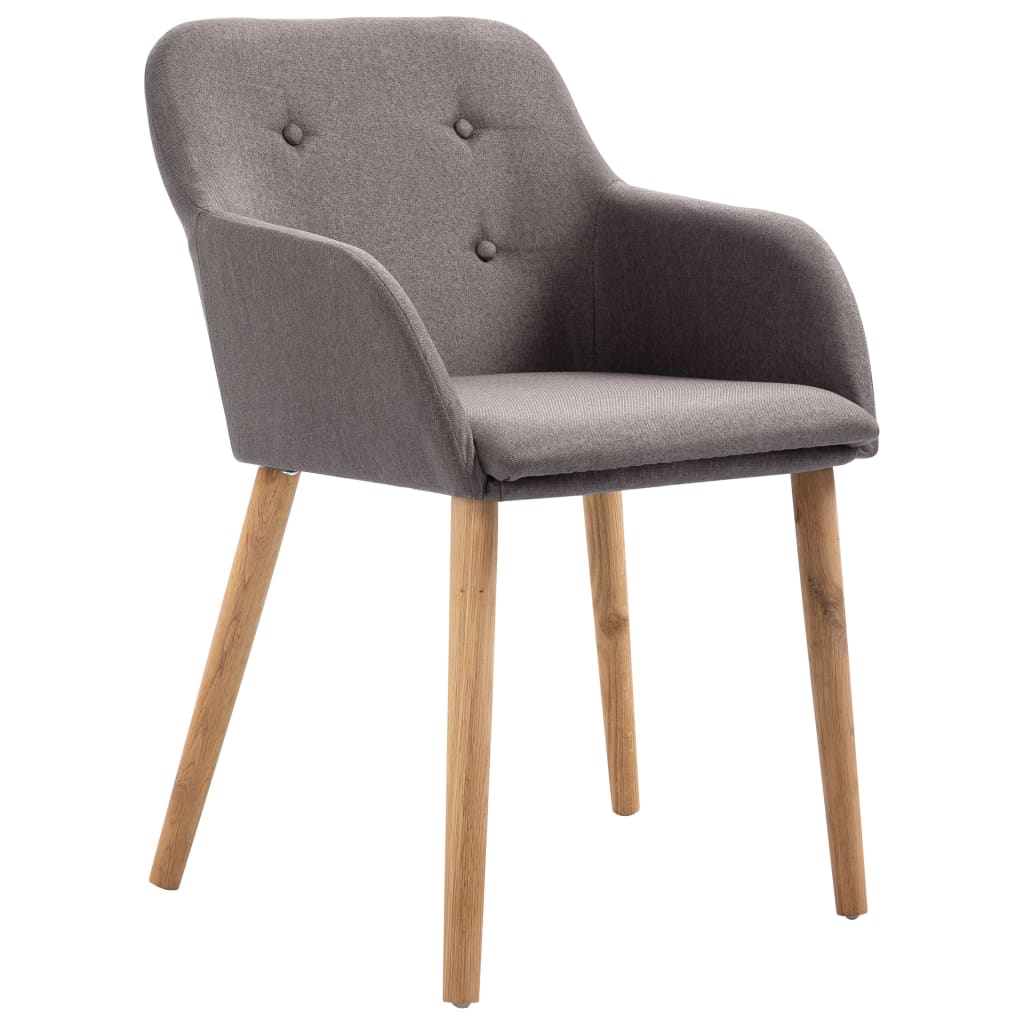  Matstolar 6 st taupe tyg och massiv ek