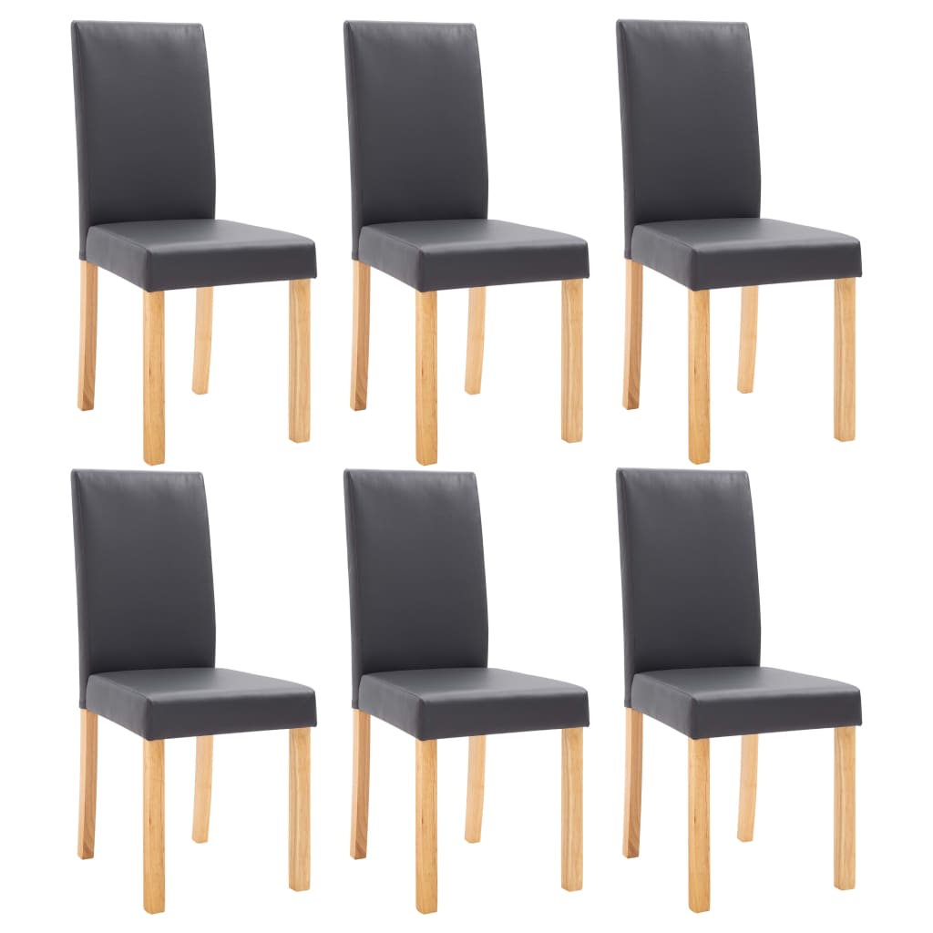  Matstolar 6 st grå konstläder