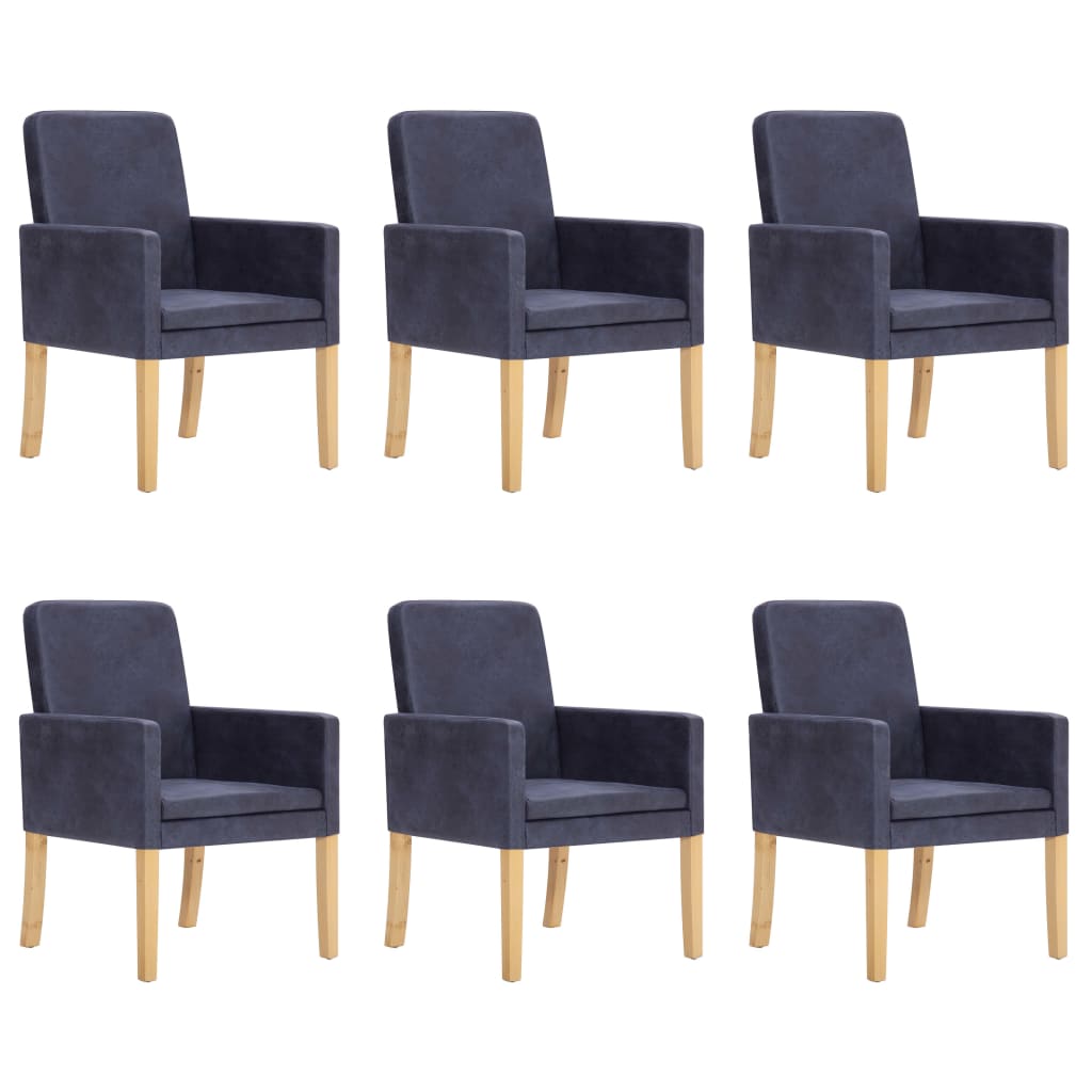 Matstolar 6 st grå konstmocka