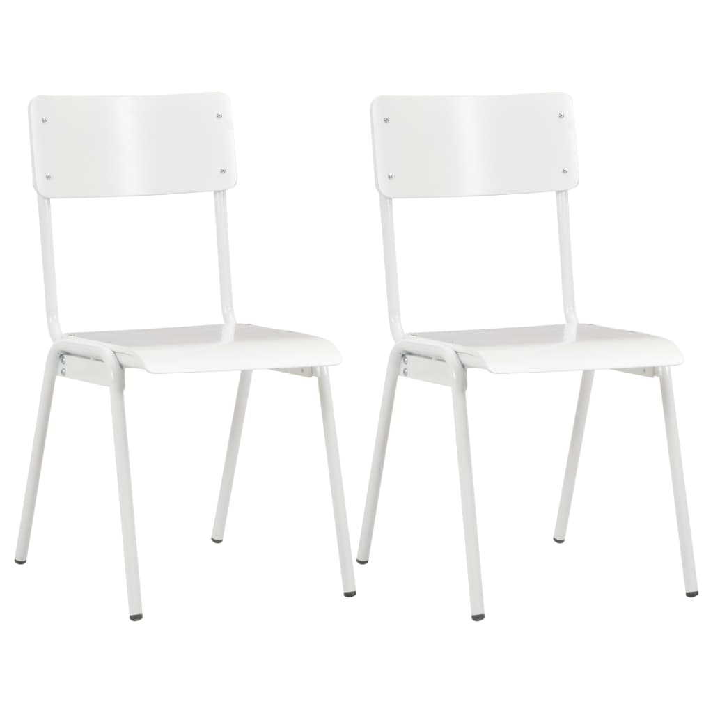  Matstolar 2 st massiv plywood stål vit