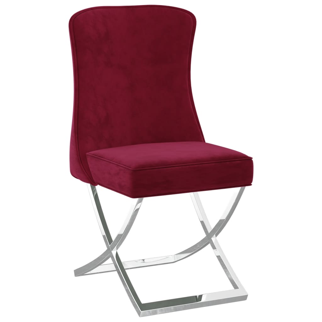  Matstol vinröd 53x52x98 cm sammet & rostfritt stål