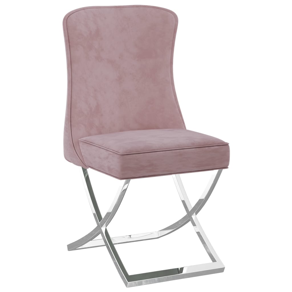  Matstolar 4 st rosa 53x52x98 cm sammet & rostfritt stål