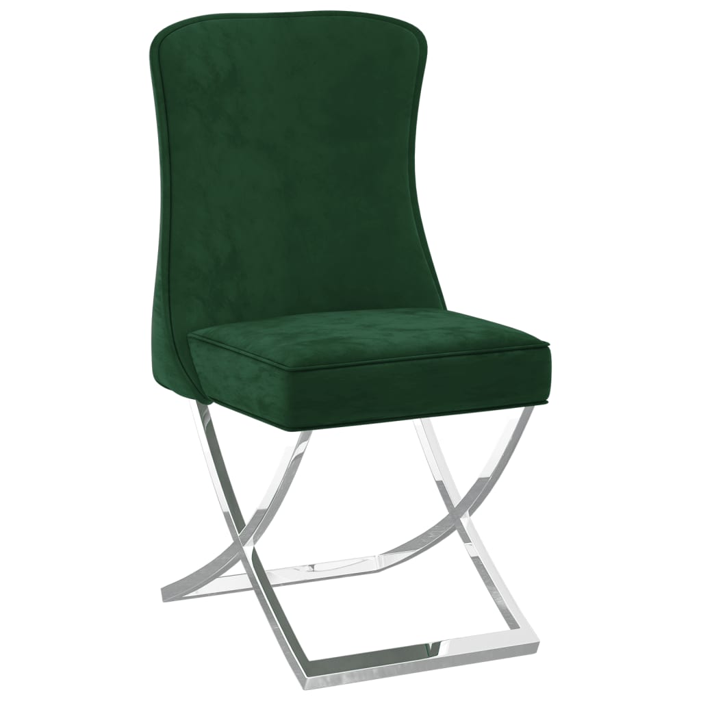  Matstolar 6 st mörkgrön 53x52x98 cm sammet & rostfritt stål