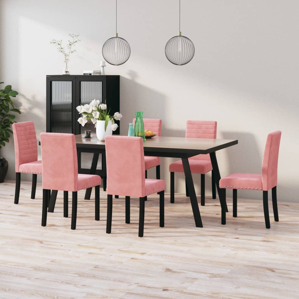  Matstolar 6 st rosa sammet
