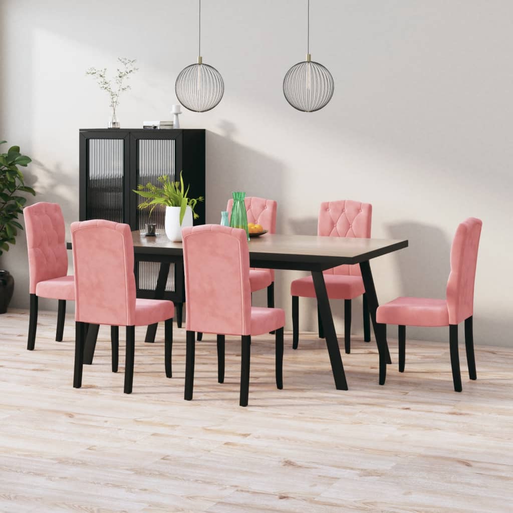  Matstolar 6 st Rosa Sammet