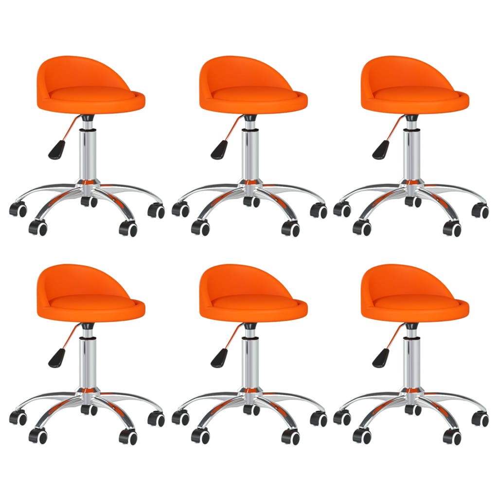  Snurrbara matstolar 6 st orange konstläder