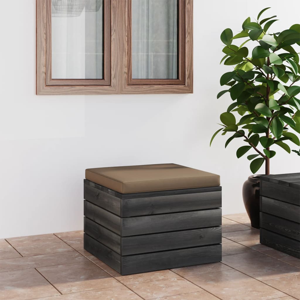  Ottoman med taupe dyna till pallsoffa furu