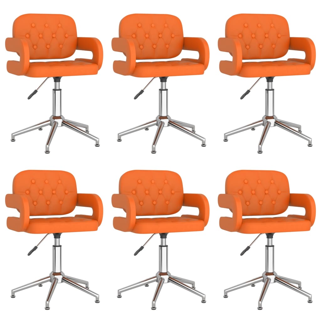  Snurrbara matstolar 6 st orange konstläder