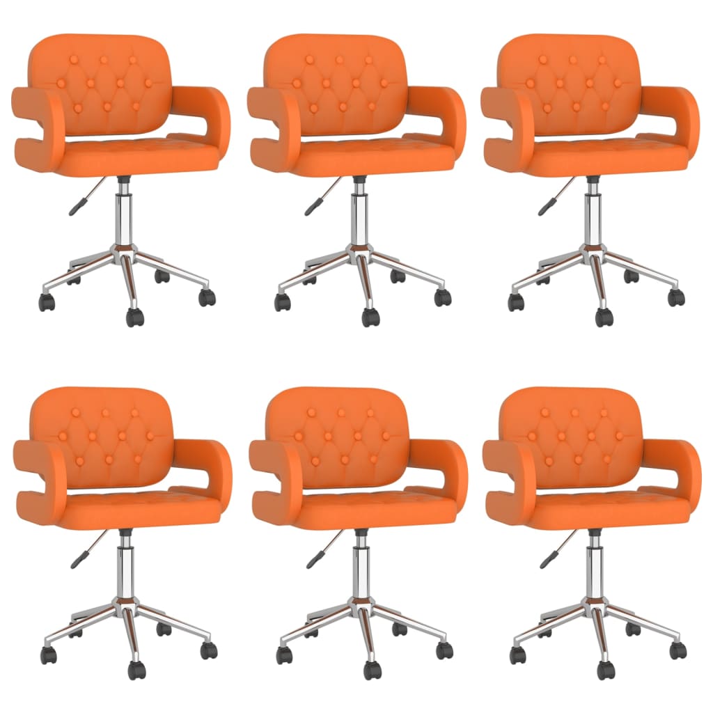  Snurrbara matstolar 6 st orange konstläder