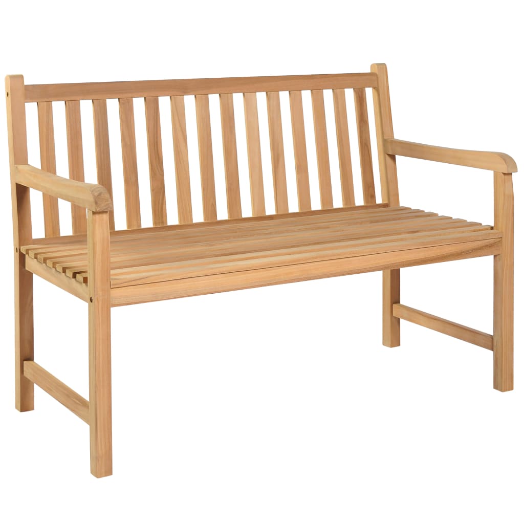  Trädgårdsbänk med svart dyna 120 cm massiv teak