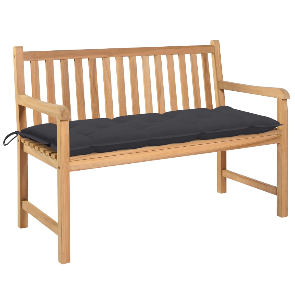  Trädgårdsbänk med antracit dyna 120 cm massiv teak
