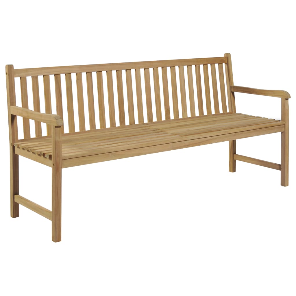  Trädgårdsbänk med dyna rött rutmönster 175 cm massiv teak