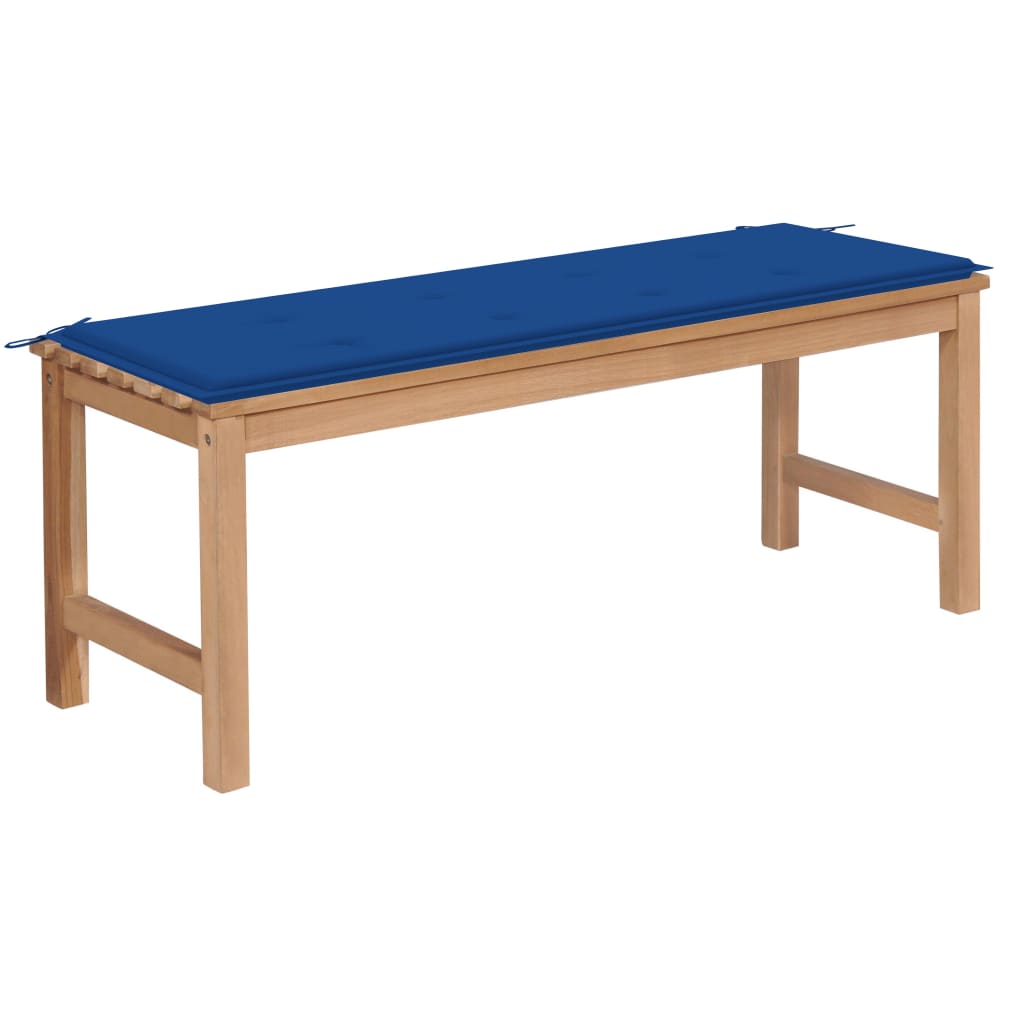  Trädgårdsbänk med kungsblå dyna 120 cm massiv teak