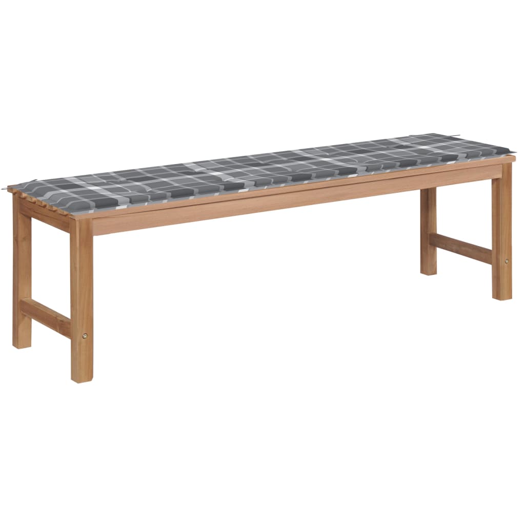  Trädgårdsbänk med grårutig dyna 150 cm massiv teak
