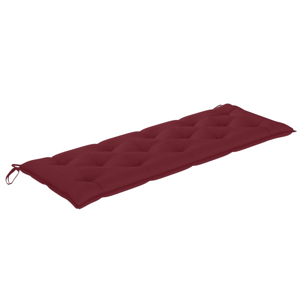  Trädgårdsbänk med vinröd dyna 150 cm massiv teak