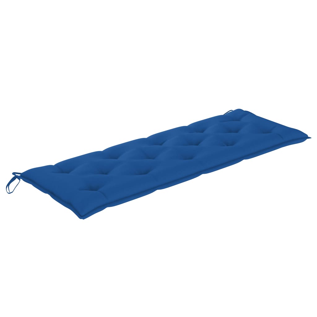  Trädgårdsbänk med blå dyna 150 cm massiv teak