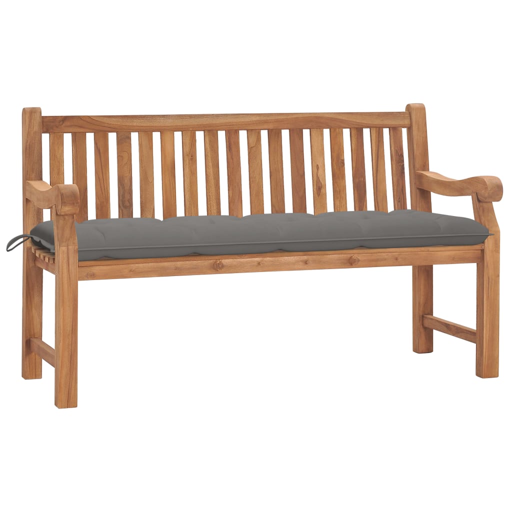  Trädgårdsbänk med dyna 150 cm massiv teak