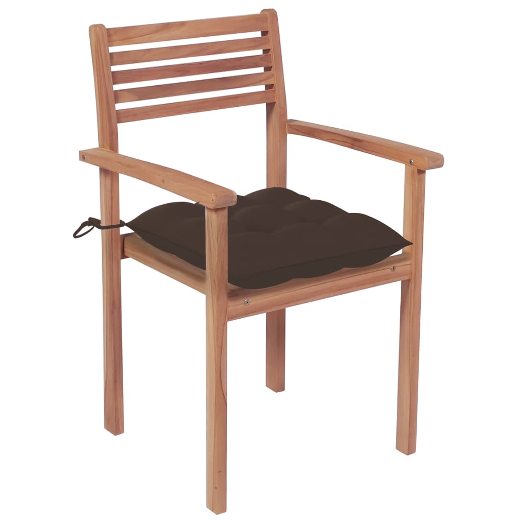  Trädgårdsstolar 2 st med taupe dynor massiv teak