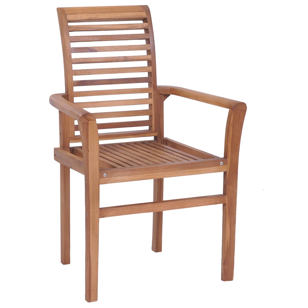  Matstolar 4 st med antracita dynor massiv teak