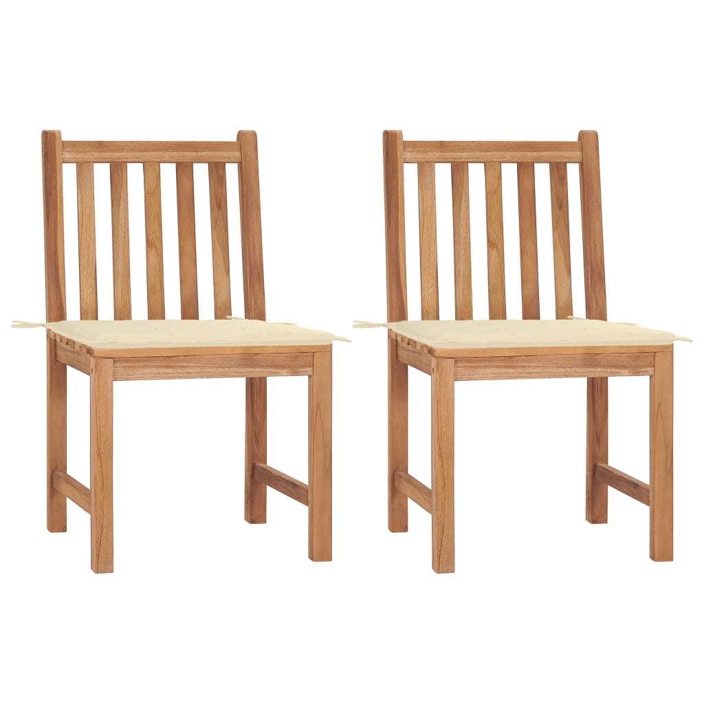  Trädgårdsstolar 2 st med dynor massiv teak