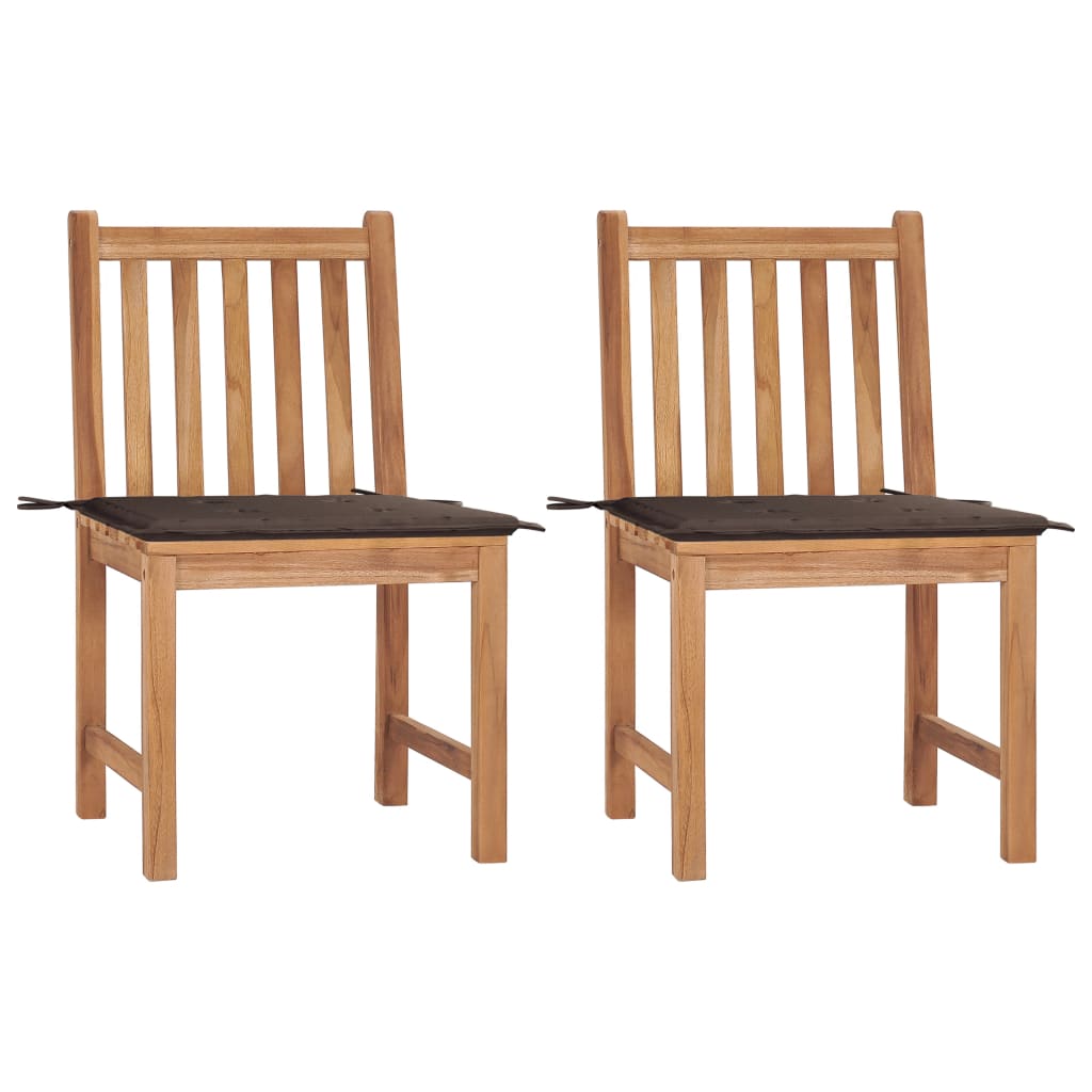  Trädgårdsstolar 2 st med dynor massiv teak