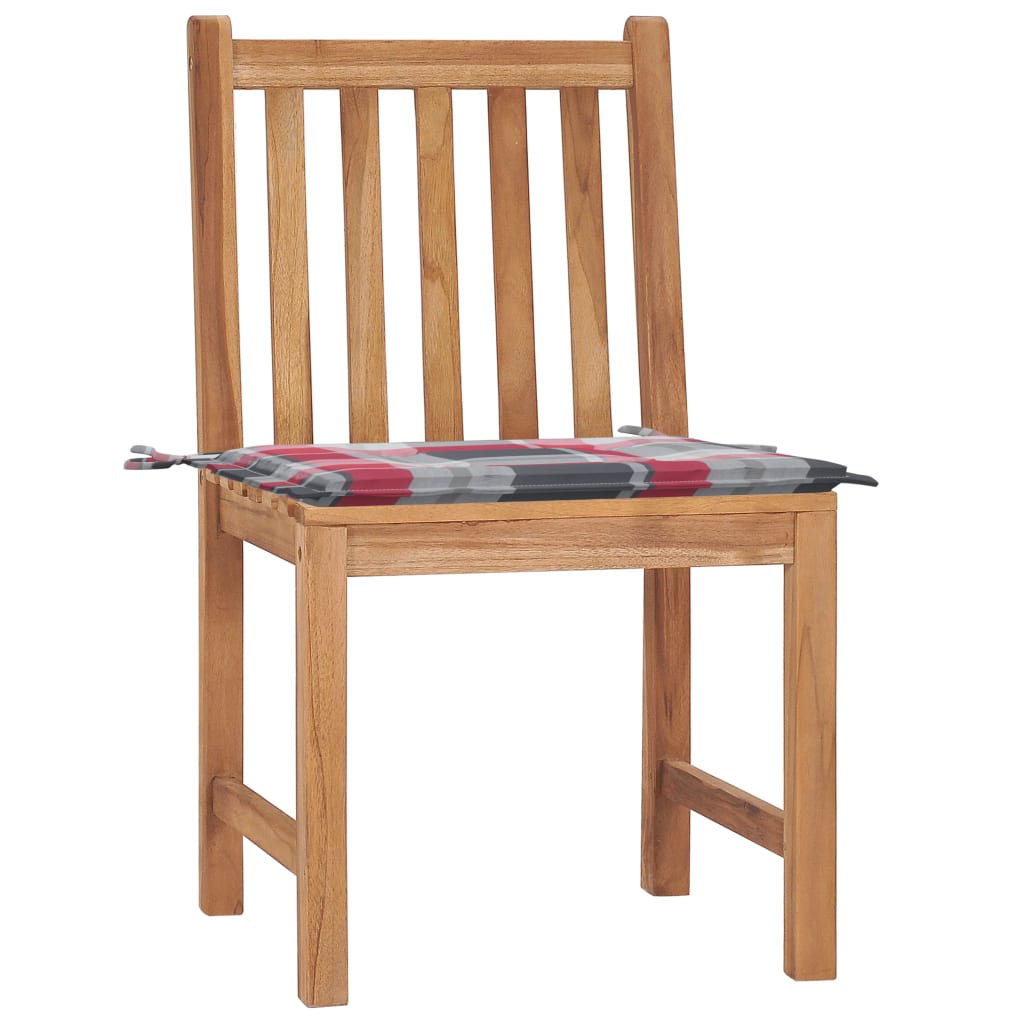  Trädgårdsstolar 2 st med dynor massiv teak