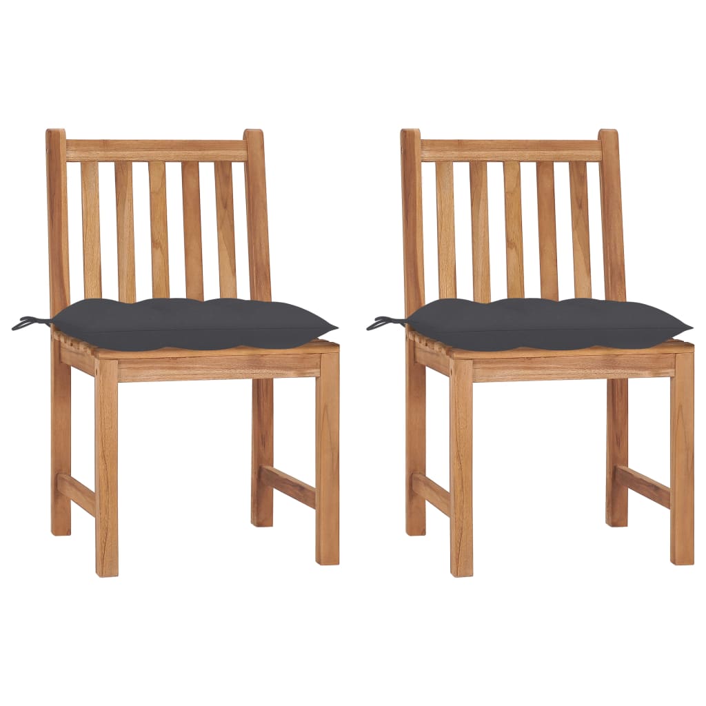  Trädgårdsstolar 2 st med dynor massiv teak