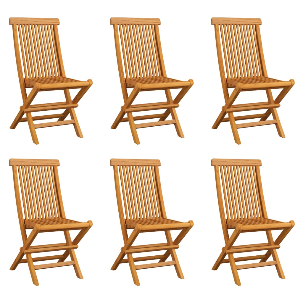  Hopfällbara trädgårdsstolar 6 st massiv teak