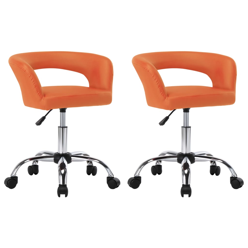  Matstolar 2 st orange konstläder