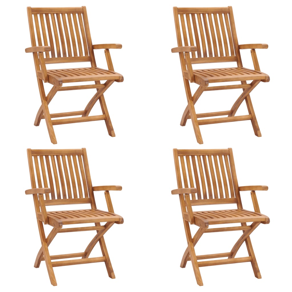  Hopfällbara trädgårdsstolar 4 st massiv teak