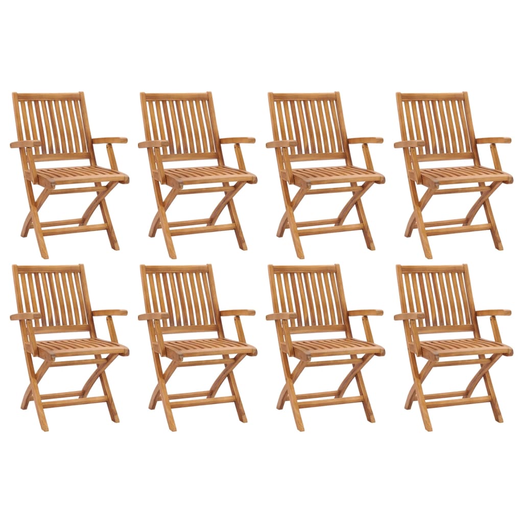  Hopfällbara trädgårdsstolar 8 st massiv teak