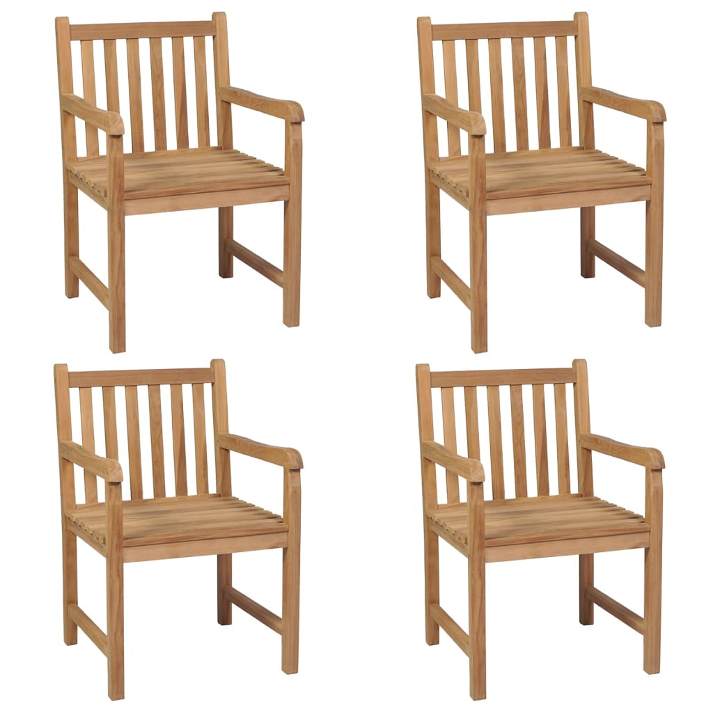  Trädgårdsstolar med röda dynor 4 st massiv teak