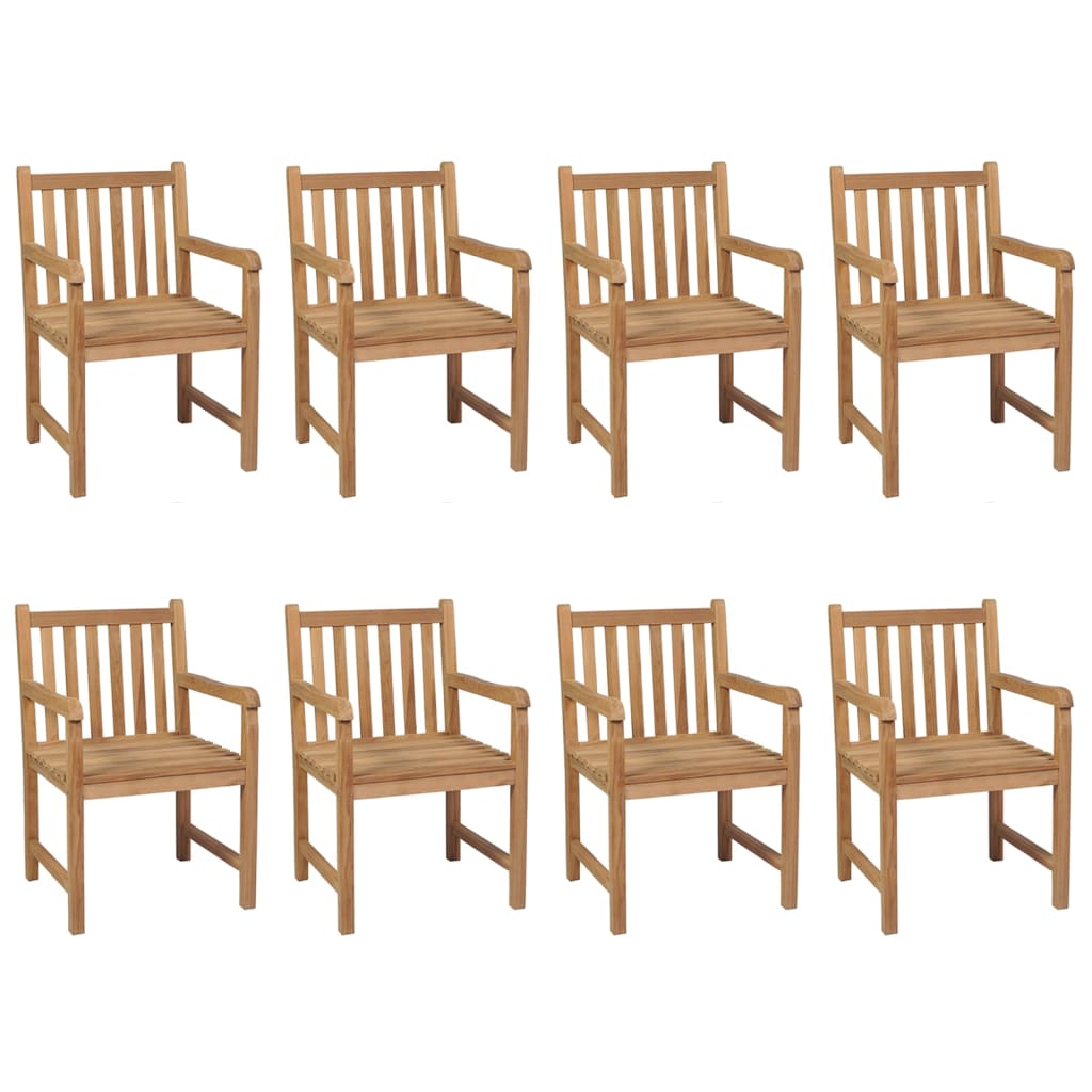  Trädgårdsstolar 8 st med beige dynor massiv teak
