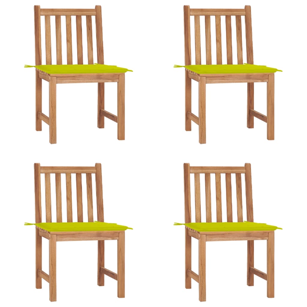  Trädgårdsstolar 4 st med dynor massiv teak