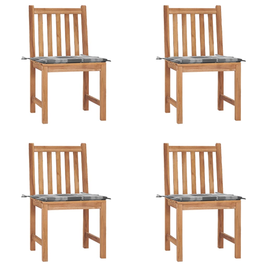  Trädgårdsstolar 4 st med dynor massiv teak