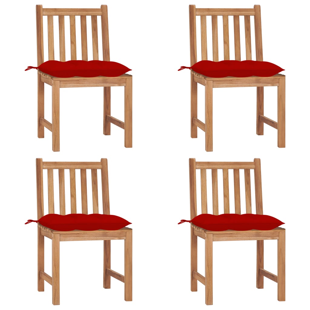  Trädgårdsstolar 4 st med dynor massiv teak