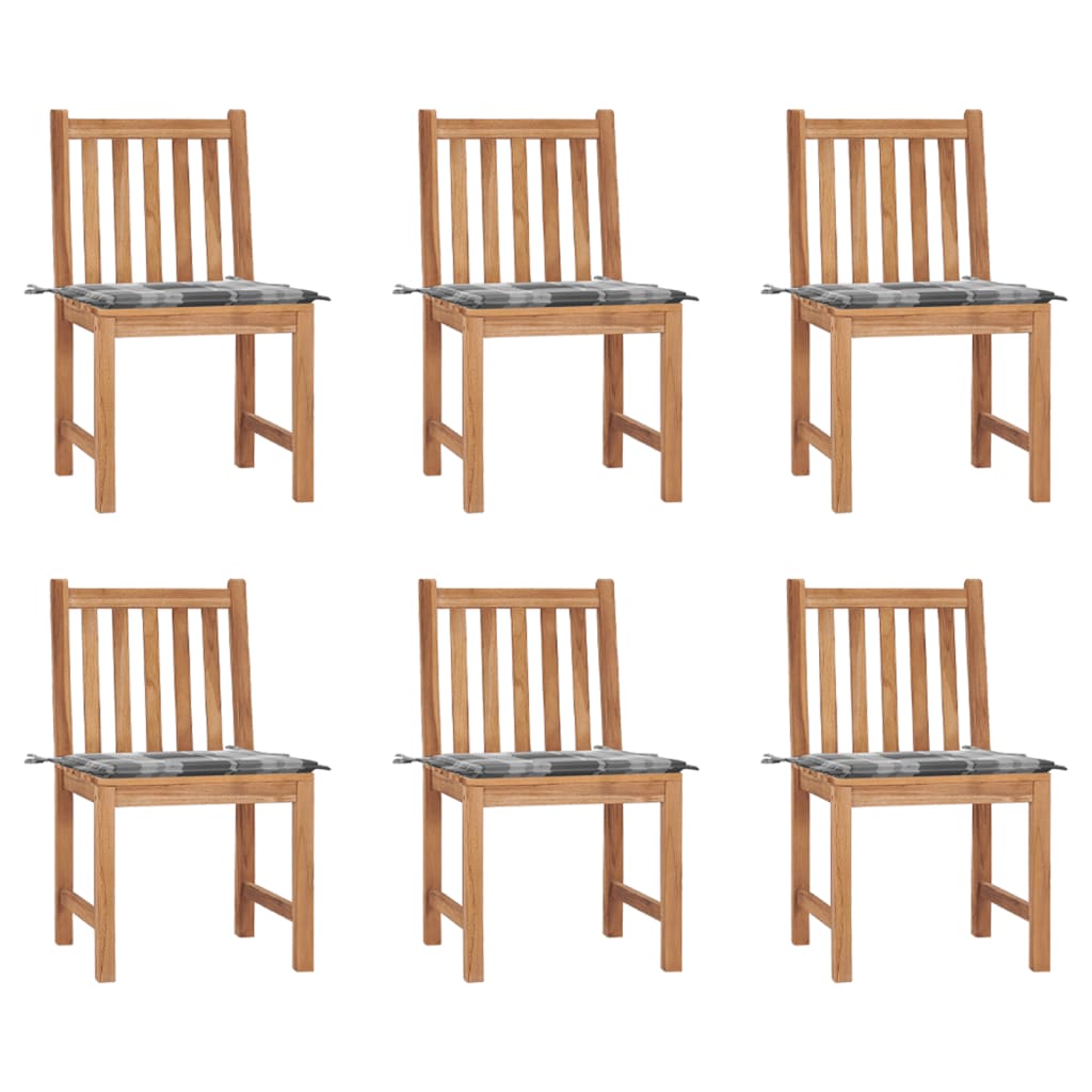  Trädgårdsstolar 6 st med dynor massiv teak