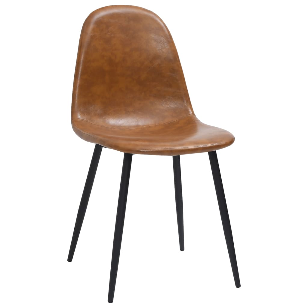  Matstolar 2 st 45x54,5x87 cm glansig brun konstläder