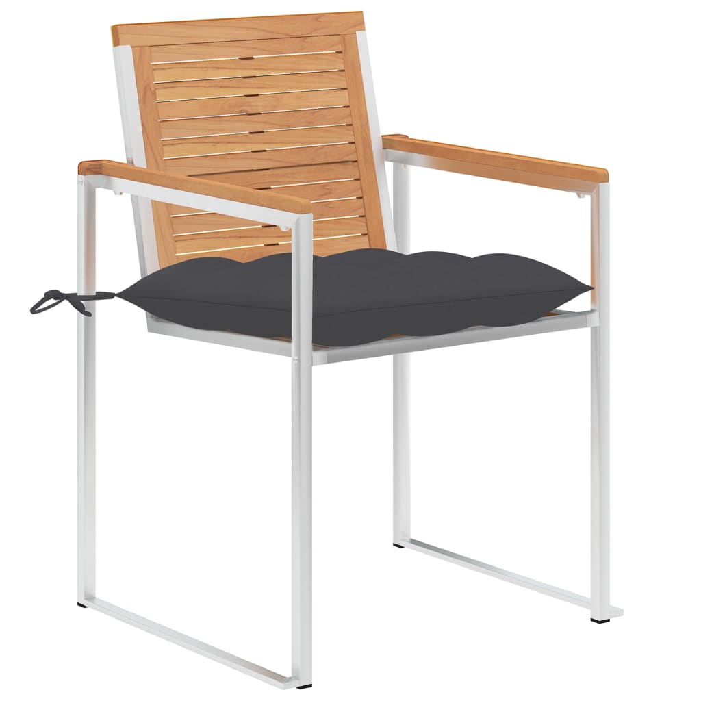  Trädgårdsstolar med dynor 4 st massiv teak