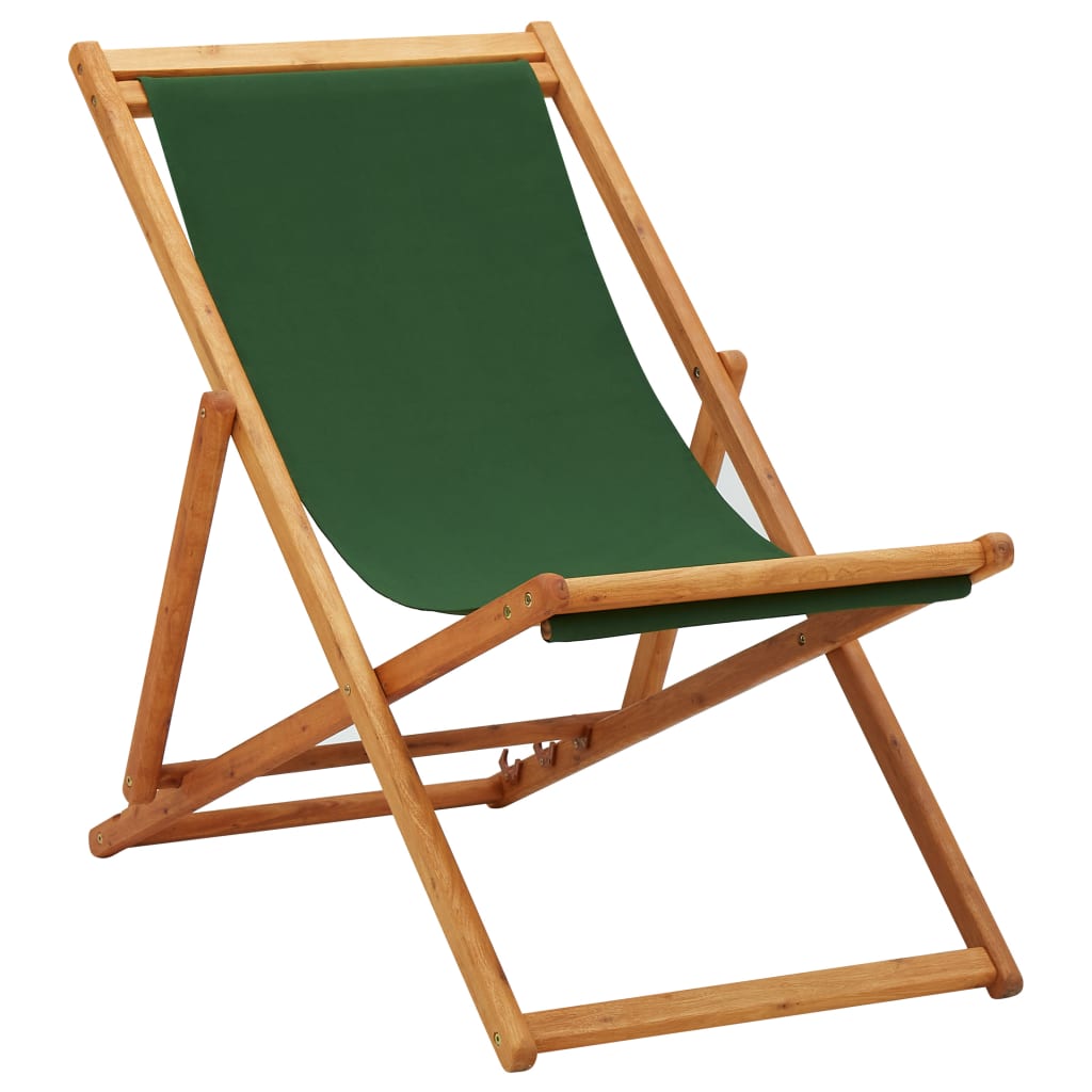  Hopfällbar strandstol eukalyptusträ och tyg grön