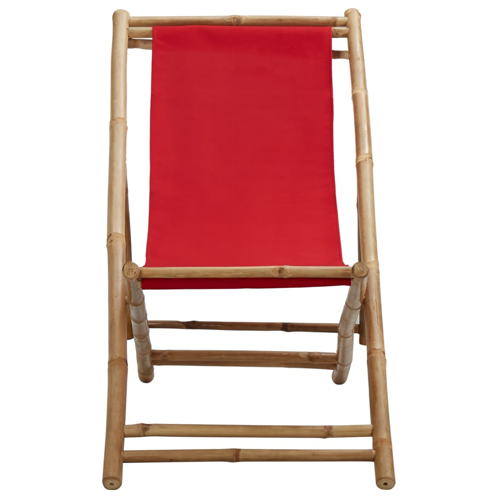 Solstol bambu och kanvas röd