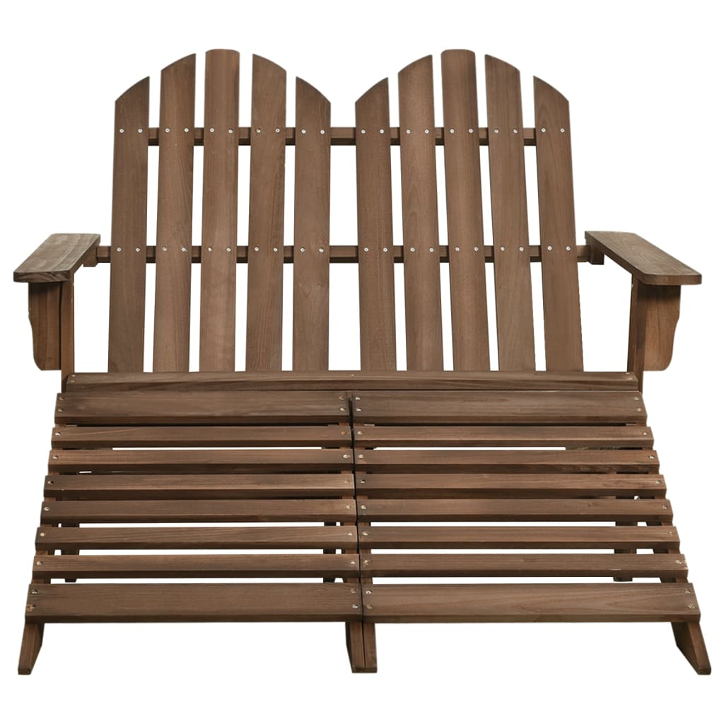  Adirondackstol med fotpall 2-sits brun granträ