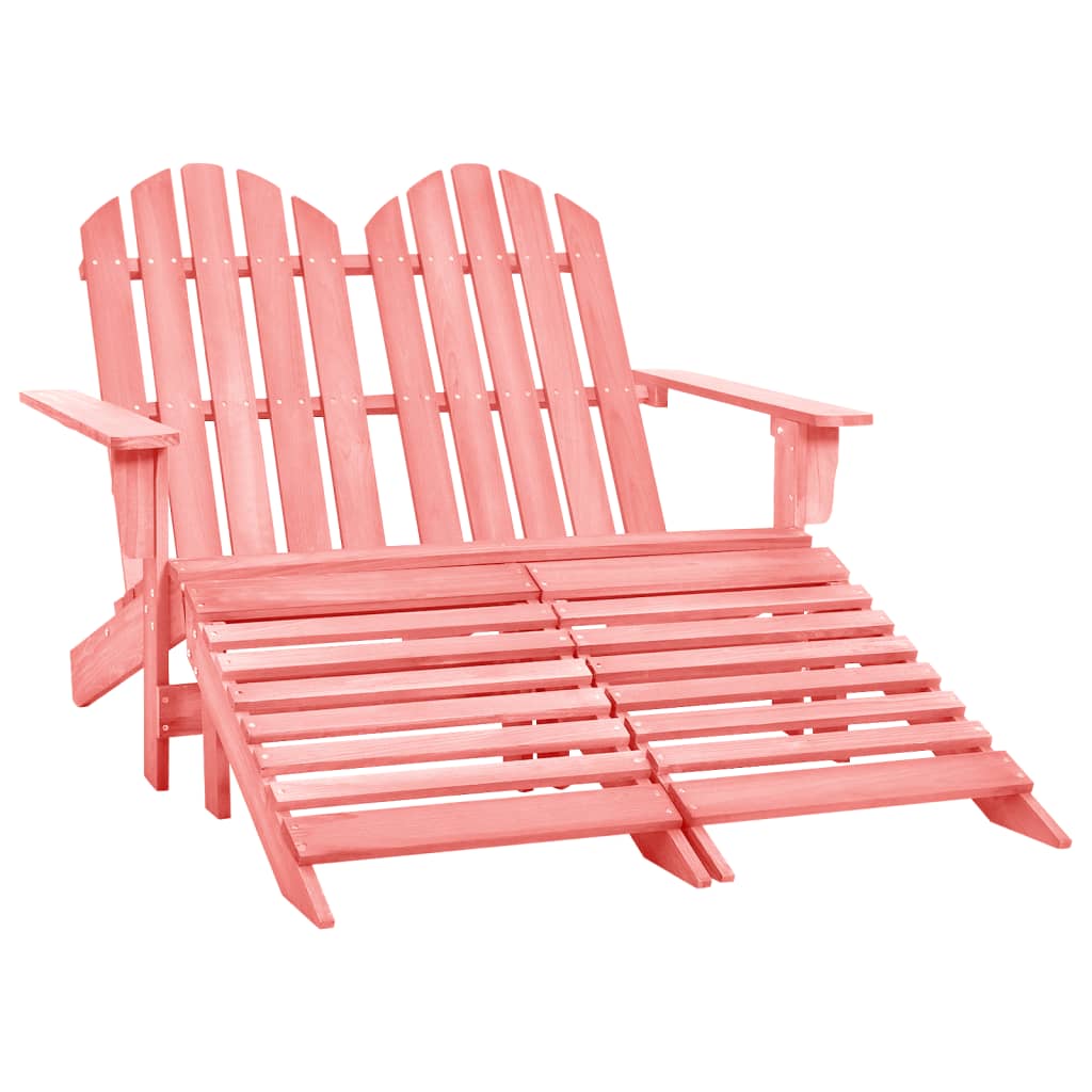  Adirondackstol med fotpall 2-sits granträ rosa