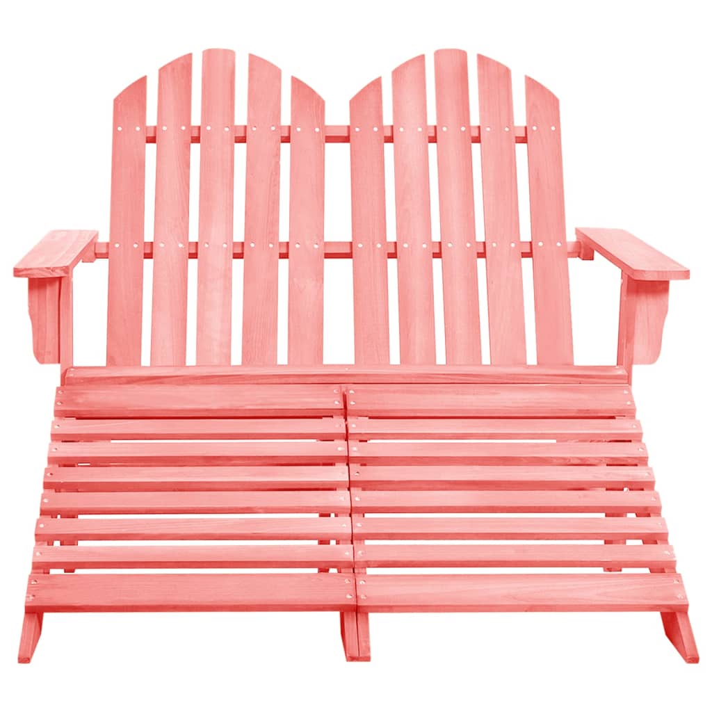  Adirondackstol med fotpall 2-sits granträ rosa