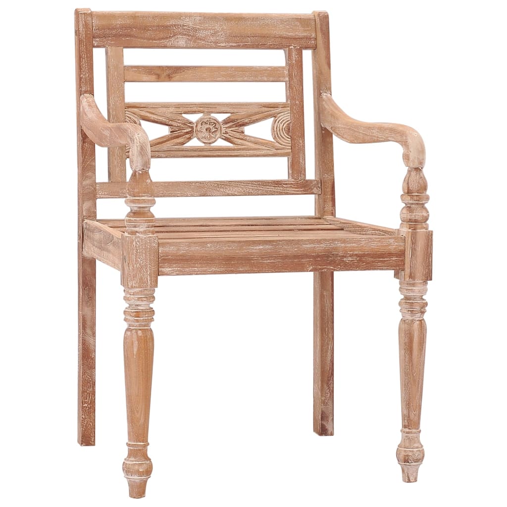  Bataviastolar 2 st vit finish massiv teak
