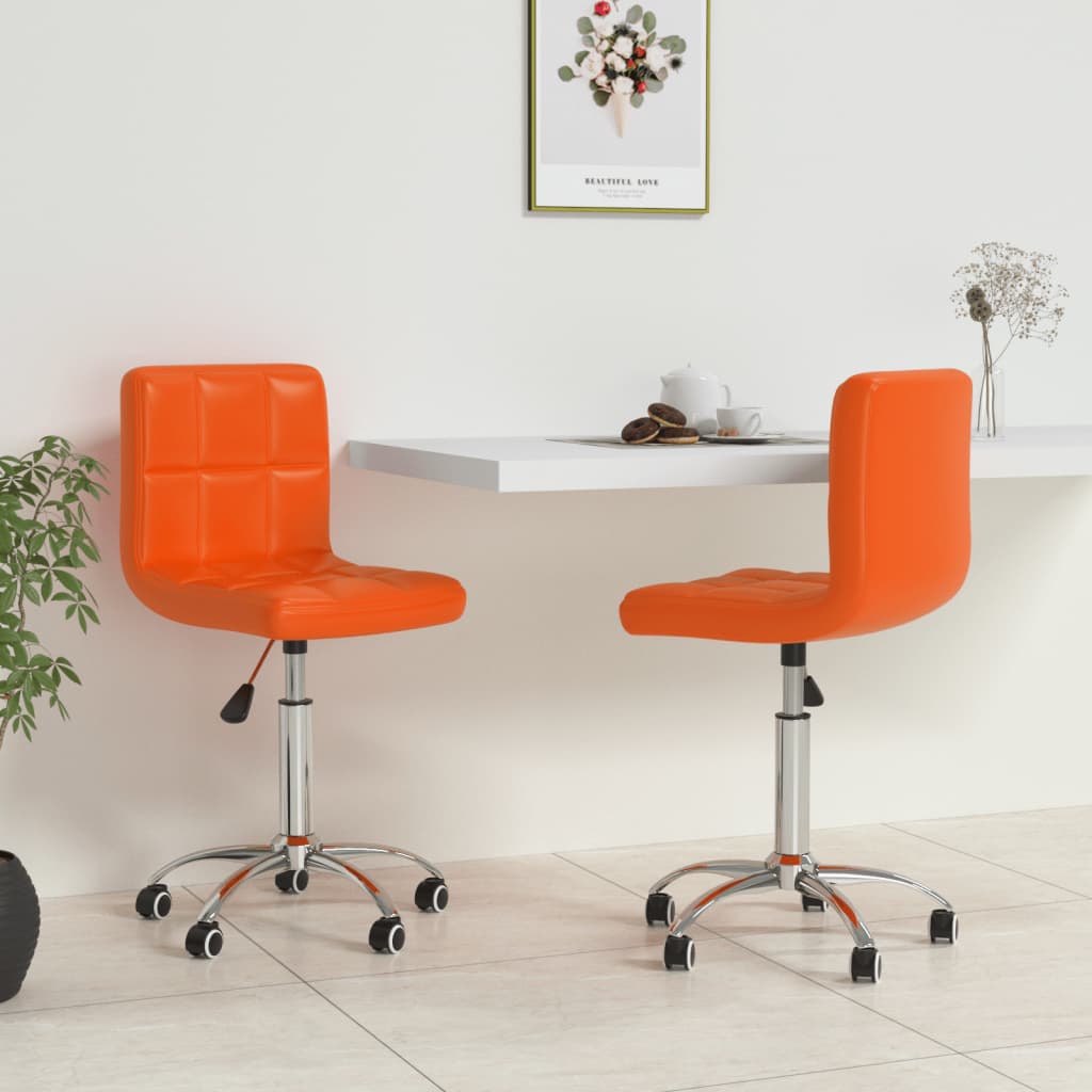  Snurrbara matstolar 2 st orange konstläder